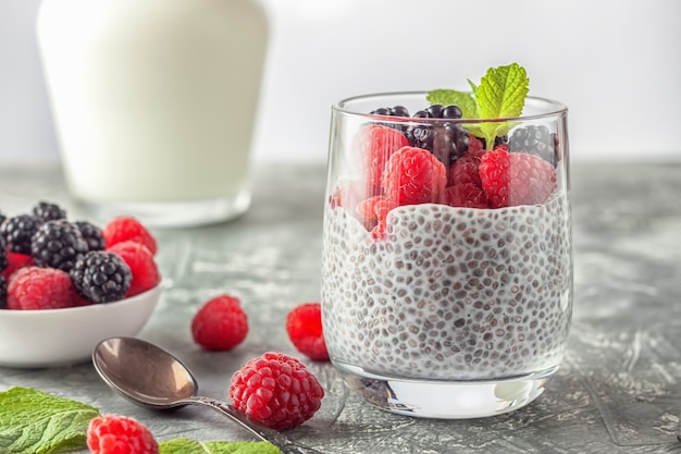 Receitas de Lanches Low Carb - pudim de chia com frutas vermelhas